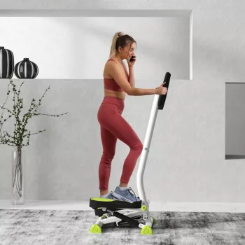   Lépcsős fitneszgép, LCD monitor, csúszásgátló pedálok, acél és ABS, 55x44x108 cm, zöld+fekete