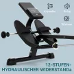 Hidraulikus evezőgép otthoni használatra, 12 ellenállási szinttel, LCD kijelzővel és csúszásgátló pedálokkal. Max. 130 kg.