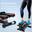 Mini léptető, kompakt léptetőeszköz edzésekhez, fitneszléptető LCD monitorral és csúszásgátló pedálokkal, fekete