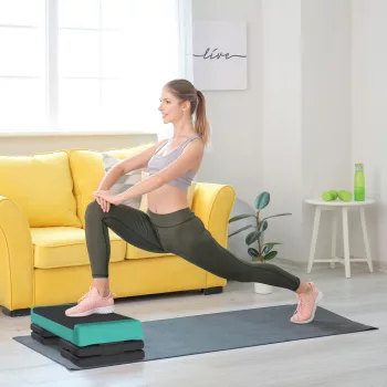   Magasságban állítható fellépődeszka, fitnesz aerobik lépcsőzőpad 3 szinttel (10,5/15,5/20,5 cm), csúszásgátló zöld