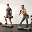Magasságban állítható fitneszlépcső, csúszásgátló, otthoni, edzőtermi vagy irodai használatra alkalmas, műanyag, szürke