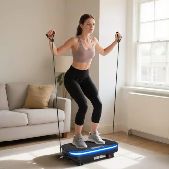   Vibrációs platform fitnesz edzésekhez, Bluetooth funkcióval, távirányítóval, 99 sebességfokozattal, műanyag, acél, fekete
