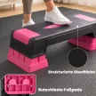 Magasságban állítható lépődeszka, fitnesz aerobik lépőpad 3 szinttel (12/17,5/22,5 cm), csúszásgátló szőnyeg, fekete+rózsaszín