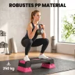Magasságban állítható lépődeszka, fitnesz aerobik lépőpad 3 szinttel (12/17,5/22,5 cm), csúszásgátló szőnyeg, fekete+rózsaszín