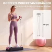 Magasságban állítható lépődeszka, fitnesz aerobik lépőpad 2 szinttel (11/16 cm), 2 ellenállás-szalaggal, csúszásgátló szőnyeggel, rózsaszín