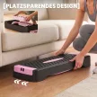 Magasságban állítható lépődeszka, fitnesz aerobik lépőpad 2 szinttel (11/16 cm), 2 ellenállás-szalaggal, csúszásgátló szőnyeggel, rózsaszín