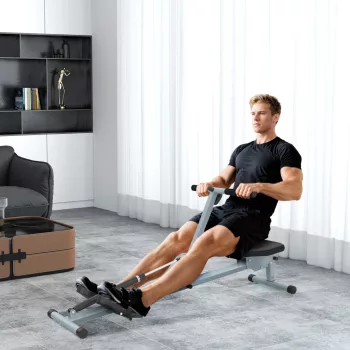   Otthoni evezőgép, hidraulikus fitnesz evezőgép LCD kijelzővel, 12 ellenállási szint, evezőgép teherbírása akár 100 kg, fitneszfelszerelés, edzőeszköz teljes test edzéséhez