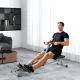 Otthoni evezőgép, hidraulikus fitnesz evezőgép LCD kijelzővel, 12 ellenállási szint, evezőgép teherbírása akár 100 kg, fitneszfelszerelés, edzőeszköz teljes test edzéséhez