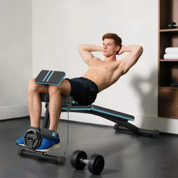  Súlyzópad, összecsukható edzőpad 7 pozícióba állítható háttámlával, fitneszpad, teherbírás akár 120 kg, kék