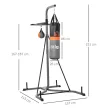 2 az 1-ben boxzsák állvány, max. teherbírás 100 kg, forgatható acél boxzsák tartó 20 kg-os boxzsákkal/golyóval, magasságban állítható álló boxzsák tartó, beltéri fitnesz edzéshez, fekete