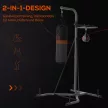 2 az 1-ben boxzsák állvány, max. teherbírás 100 kg, forgatható acél boxzsák tartó 20 kg-os boxzsákkal/golyóval, magasságban állítható álló boxzsák tartó, beltéri fitnesz edzéshez, fekete
