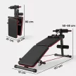 Felülőpad, hasizomerősítő pad kötéllel, multifunkcionális edzőpad, állítható és összecsukható, 110 kg teherbírás, acél, fekete és piros, 137 x 51 x 50-66 cm