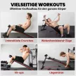 Felülőpad, hasizomerősítő pad kötéllel, multifunkcionális edzőpad, állítható és összecsukható, 110 kg teherbírás, acél, fekete és piros, 137 x 51 x 50-66 cm