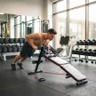 Felülőpad, hasizomerősítő pad kötéllel, multifunkcionális edzőpad, állítható és összecsukható, 110 kg teherbírás, acél, fekete és piros, 137 x 51 x 50-66 cm