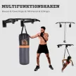 Falra vagy mennyezetre szerelhető húzódzkodó rúd, teherbírás akár 150 kg, multifunkcionális húzódzkodó rúd csúszásgátló markolatokkal, fűzőlyukak a biztonságos és stabil használathoz, acél, fekete