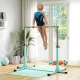 Gimnasztikai rúd, vízszintes rúd, 13 fokozatban állítható magasságú, teherbírás akár 75 kg, acél, bükkfa, világoskék