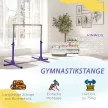 Gimnasztikai rúd, vízszintes rúd, 13 fokozatban állítható magasság, teherbírás akár 75 kg, acél, bükkfa, lila
