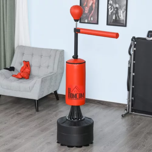 Álló boxzsák, 155-205 cm magasságban állítható, 360°-os reflexrúddal, speedballal, boxkesztyűvel, pumpával, boxlabda-készlettel felnőtteknek és tinédzsereknek, kick-boxzsák boxedzésre
