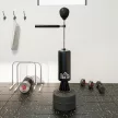 Álló bokszzsák speedballal, reflexrúddal, állítható magasságú, felnőtteknek, 155-205 cm, fekete