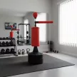 Álló boxzsák, 155-205 cm magasságban állítható, 360°-os reflexrúddal, speedballal, boxkesztyűvel, pumpával, boxlabda-készlettel felnőtteknek és tinédzsereknek, kick-boxzsák boxedzésre