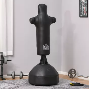   Álló boxzsák 180 cm-es felnőtt szabadon álló boxzsák boxbábu boxoszlop humanoid kialakítású nagy teherbírású boxzsák nehéz boxzsák állvány profiknak és kezdőknek fekete