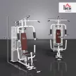 Multifunkcionális fitneszállomás lehúzódzkodóval, pillangórúddal, 45 kg-os súlyokkal és kötéllel, otthoni használatra alkalmas, fehér