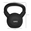 Kettlebell, 12 kg, műanyag bevonattal, acél, fekete, 20 x 13 x 22 cm