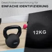 Kettlebell, 12 kg, műanyag bevonattal, acél, fekete, 20 x 13 x 22 cm