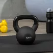 Kettlebell, 12 kg, műanyag bevonattal, acél, fekete, 20 x 13 x 22 cm