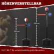 Bokszállvány, állítható magasságú, reflexrúddal, fókuszkesztyűvel, speedball ütővel, tölthető talppal, 80,5 x 48 x 163-205 cm