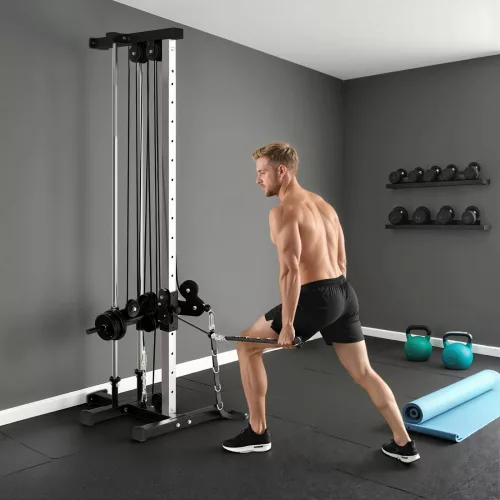  Kraftstation höhenverstellbar 25-165 cm mit Dual-Pulley-Systemen Adaptern 62 x 60 x 200 cm Schwarz