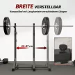 Súlyzóállvány, magasságban és szélességben állítható, acél súlyzótároló biztonsági zárakkal, teherbírás akár 150 kg