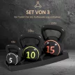  Kettlebell Set, 3 Kugelhanteln 2,2kg/4,5kg/6,8kg, Kunststoffhülle, Schwarz