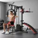 Többcélú edzőállomás 65 kg-os súlyzósorral, állítható, otthoni edzéshez, acél, műbőr