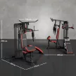 Többcélú edzőállomás 65 kg-os súlyzósorral, állítható, otthoni edzéshez, acél, műbőr