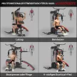 Többcélú edzőállomás 65 kg-os súlyzósorral, állítható, otthoni edzéshez, acél, műbőr