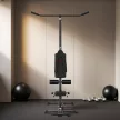 Otthoni erőkeret, evezőgép, súlyok nélkül, otthoni fitneszfelszerelés, acél, műbőr, fekete