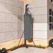 Boxzsák állvány, boxzsák tartó, magasságállítható, szabadon álló, összecsukható, acél, 170 x 90 x 225 cm, fekete