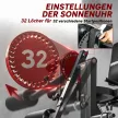 Lábhosszabbító, 32 pozíció, állítható háttámla és combtámasz, acél, szürke/fekete