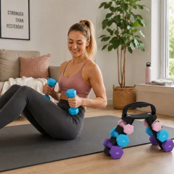  Súlyzókészlet tárolóállvánnyal, 6 darabos súlyzókészlet fitnesz edzéshez, 2 x 1 kg, 2 x 2 kg, 2 x 3 kg