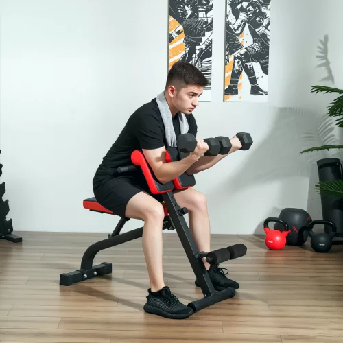 Római szék Hyperextension pad és súlyzópad, Összecsukható edzőpad, Multifunkcionális fitneszpad 300 kg-ig