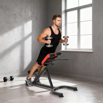   Edzőszék, fitneszpad, súlyzópad, acél, állítható, fogantyúk, piros+fekete