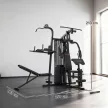Multifunkcionális edzőállomás, otthoni fitneszgép több mint 10 gyakorlathoz, súlyokkal, állítható fitneszpaddal, fekete
