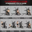 Multifunkcionális edzőállomás, otthoni fitneszgép több mint 10 gyakorlathoz, súlyokkal, állítható fitneszpaddal, fekete