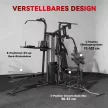Multifunkcionális edzőállomás, otthoni fitneszgép több mint 10 gyakorlathoz, súlyokkal, állítható fitneszpaddal, fekete