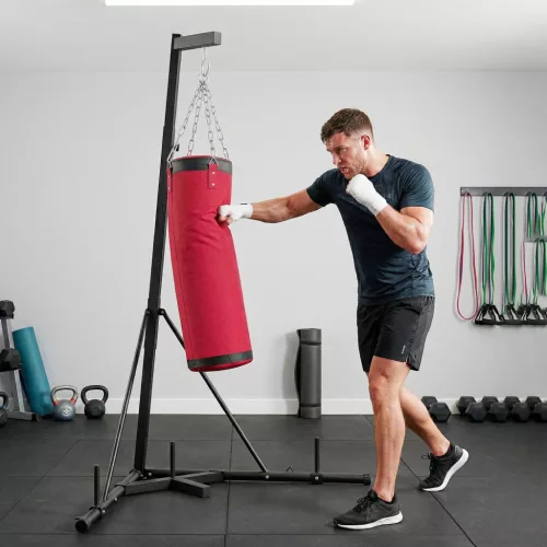 Boxzsák állvány 185-231 cm magasságban állítható Szabadon álló boxzsák tartó boxzsák háromszög alakú talppal Súlytartó