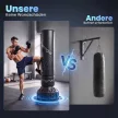 180 cm-es szabadon álló bokszzsák, tapadókorongos talppal, tölthető, ütéscsillapító, kesztyű, boxedző