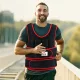 20 kg-os súlymellény, edzőmellény dupla állítható pántokkal, erőnléti edzéshez, fitneszhez, oxford fémből, homokszínű, fekete+piros, 60 x 50 cm