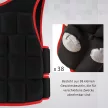 20 kg-os súlymellény, edzőmellény dupla állítható pántokkal, erőnléti edzéshez, fitneszhez, oxford fémből, homokszínű, fekete+piros, 60 x 50 cm