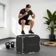 3 az 1-ben Plyo Box, Ugródoboz Fogantyúnyílásokkal, Otthoni Fitneszhez és Kültéri Edzésekhez, 3 Ugrómagasság, Fa, Fekete